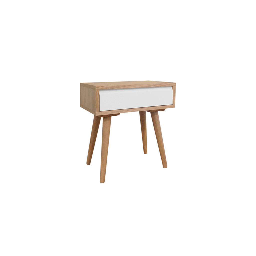 HELSINKI - Bedside table H50 - Natural oak and White lacquer