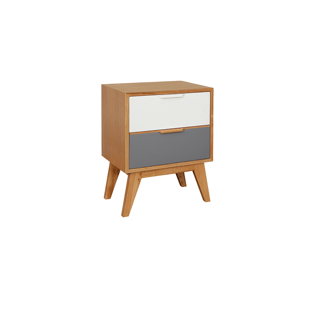 OSLO - Bedisde table H55 - Natural oak and Multicolor lacquer