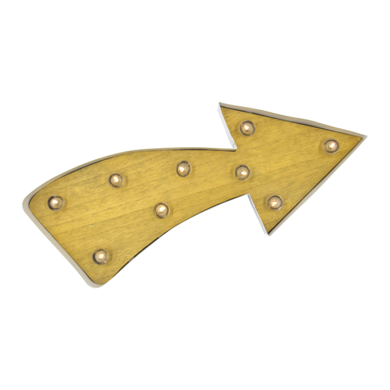 ARROW - Light-up sign L50 - Natural wood and white metal