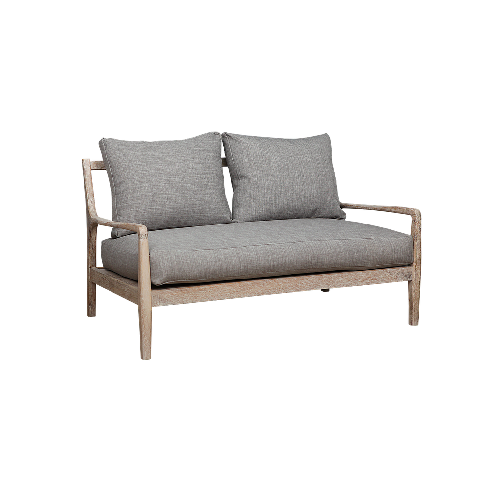 VOLTUMNA - Sofa L130 - Whitened acacia and Light grey cushions