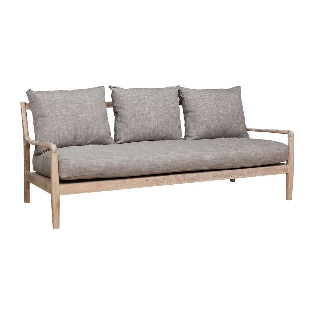 VOLTUMNA - Sofa L180 - Whitened acacia and Light grey cushions