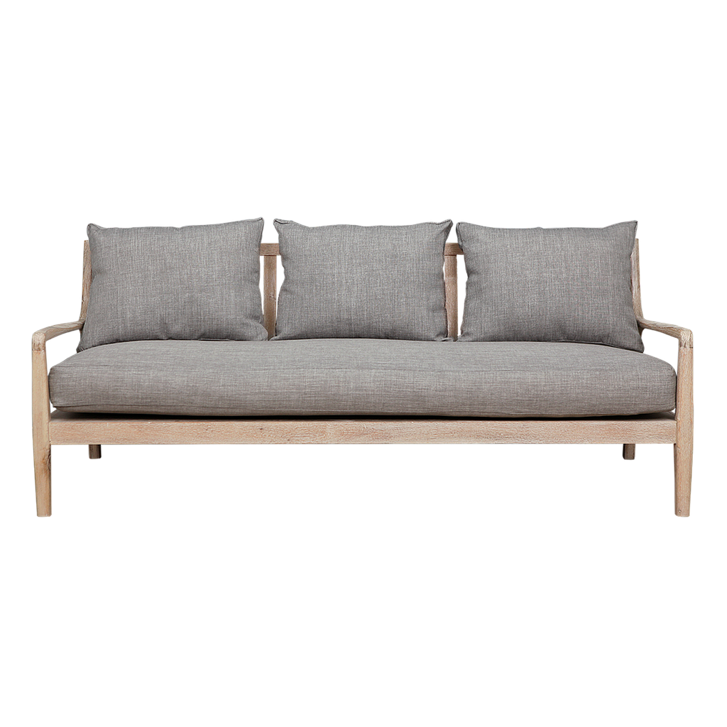 VOLTUMNA - Sofa L180 - Whitened acacia and Light grey cushions