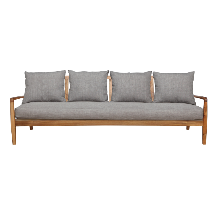 VOLTUMNA - Sofa L210 - Natural acacia and Light grey cushions