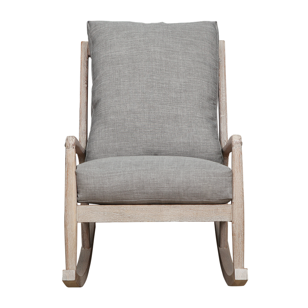 VOLTUMNA - Rocking chair - Whitened acacia and Light grey cushions