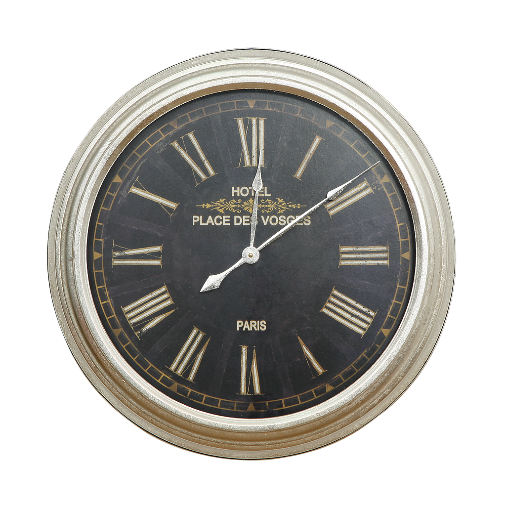 VOSGES - Wall clock DIAM.60 - Silver and black