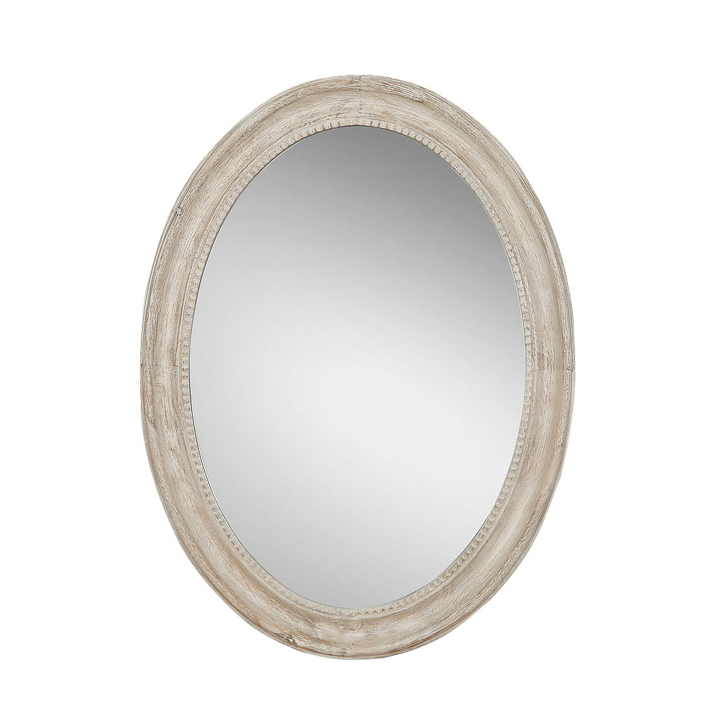 ANTOINETTE - Oval mirror L60 x H80 - Whitened acacia