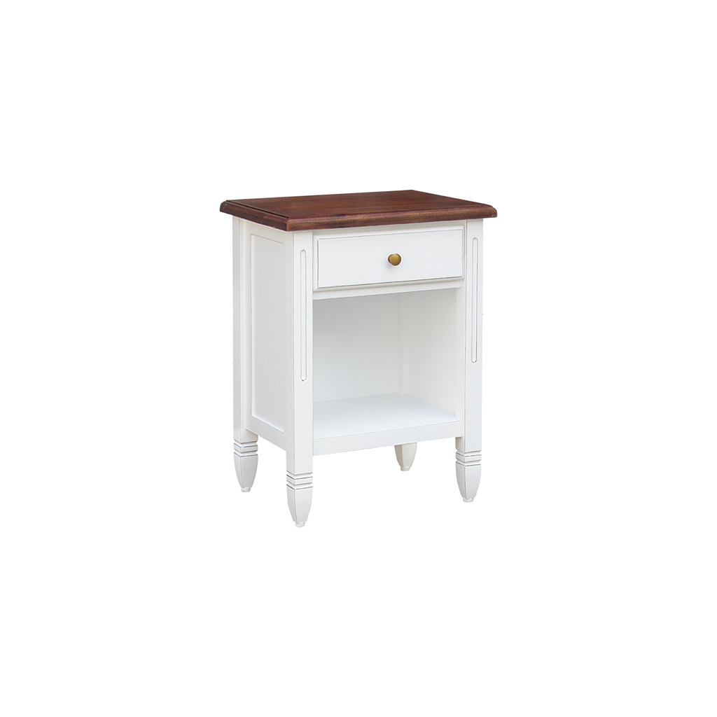 VALENTINE - Bedside table H60 - Brocante white and Washed antic