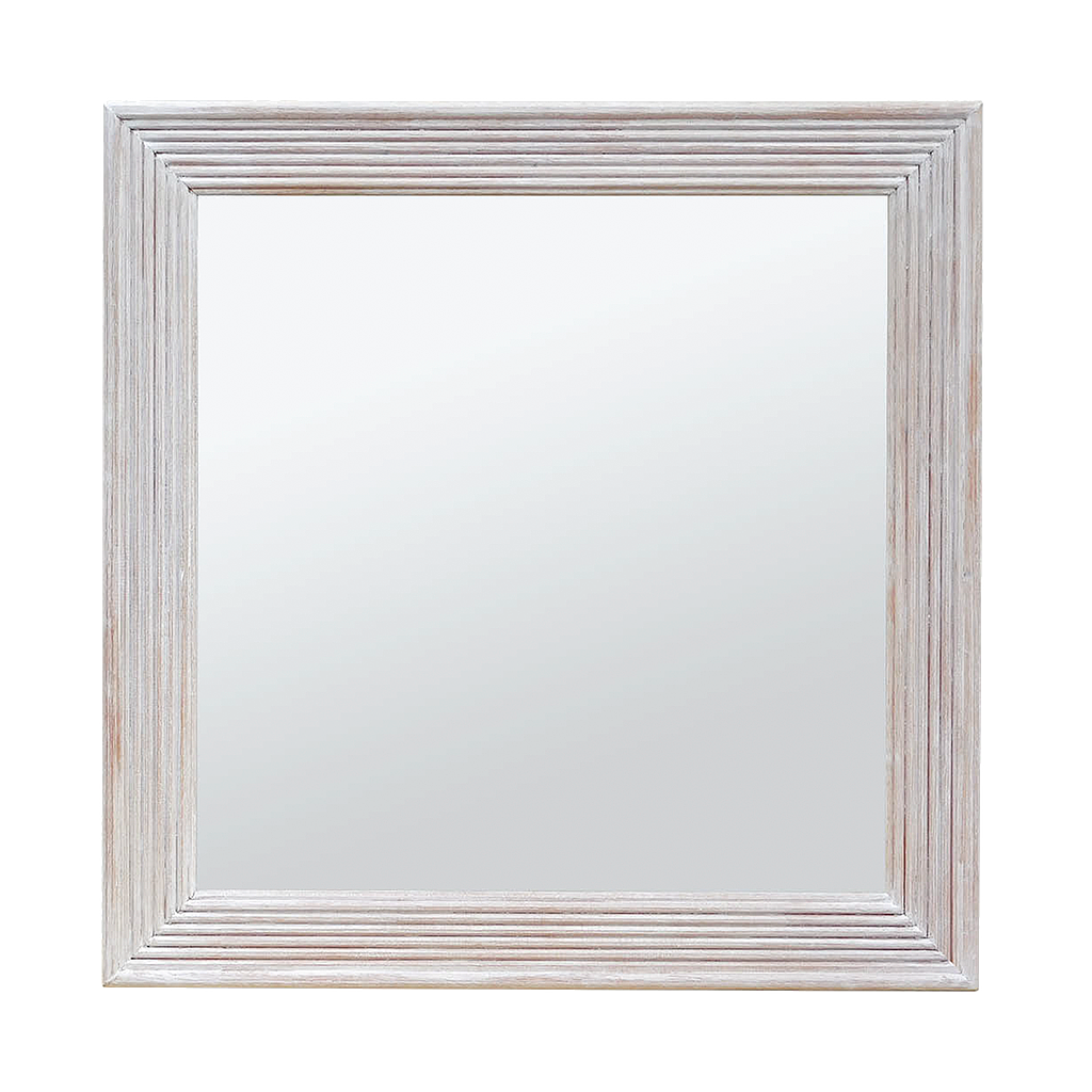 EBBA - Square mirror with moldings 80 x 80 - Whitened acacia