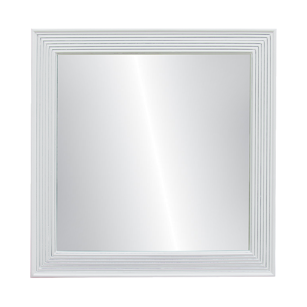 EBBA - Square mirror with moldings 80 x 80 - Brocante white