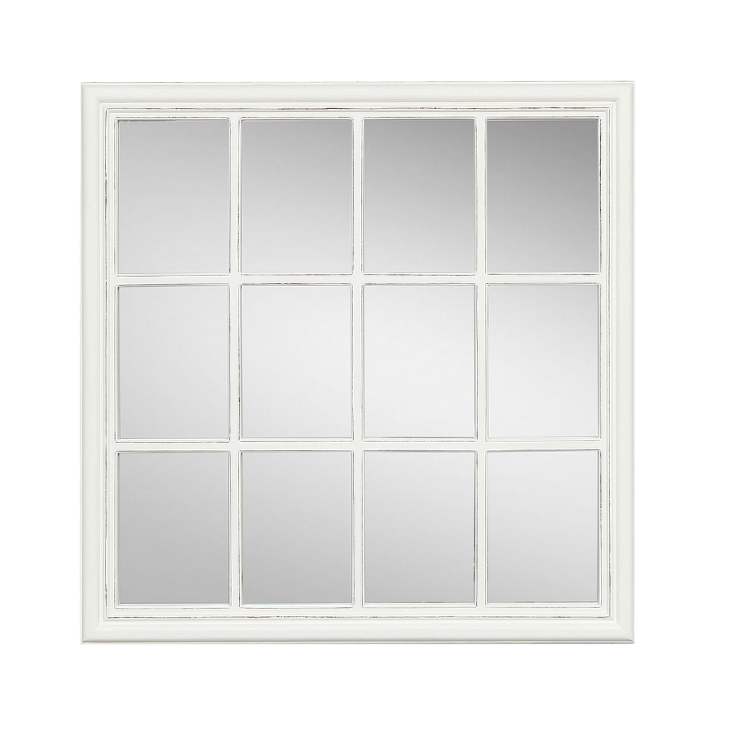 LAURE - Square window mirror 90 x 90 - Brocante white