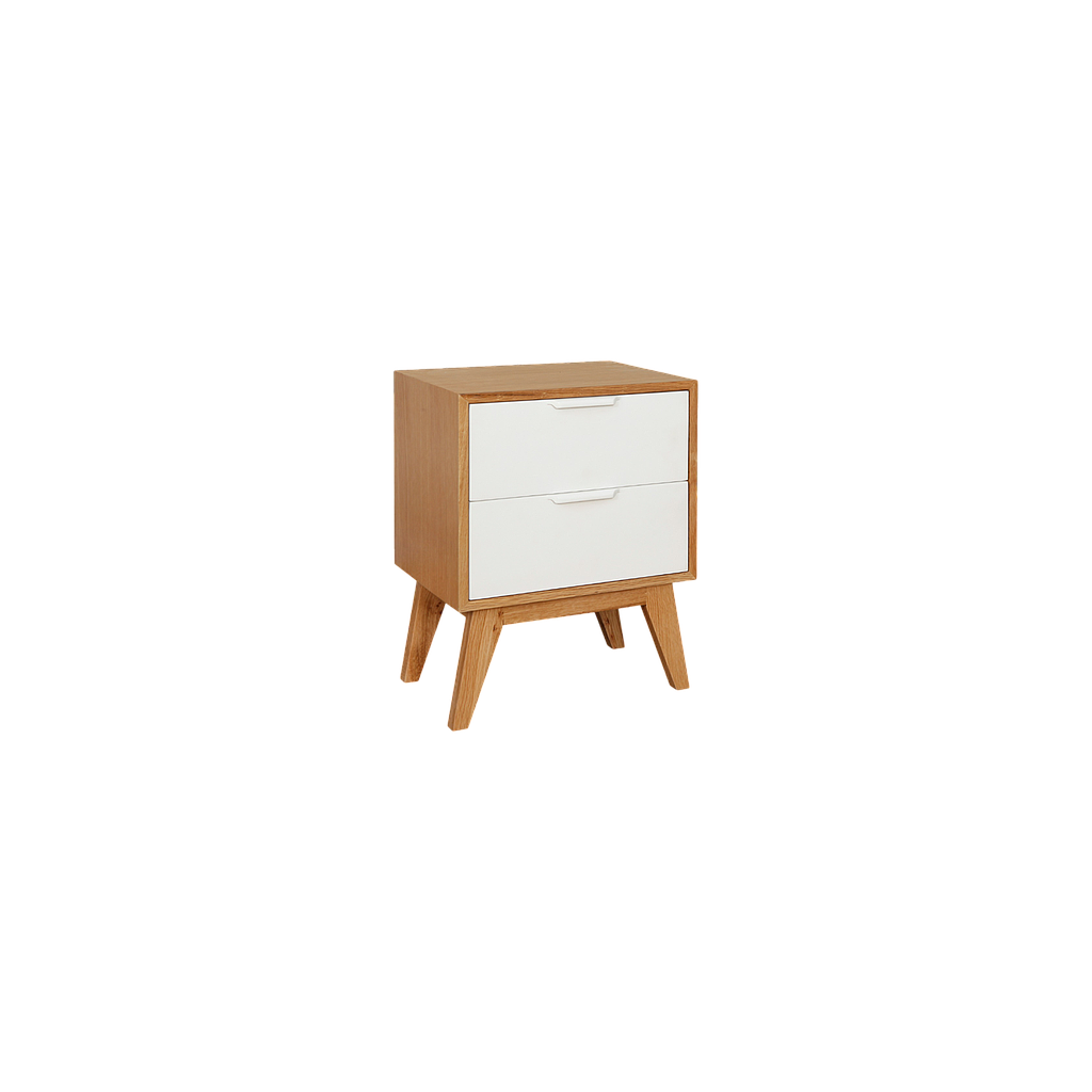 OSLO - Bedside table H55 - Natural oak and white lacquer