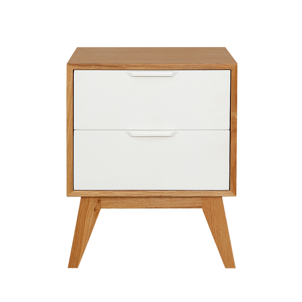 OSLO - Bedside table H55 - Natural oak and white lacquer