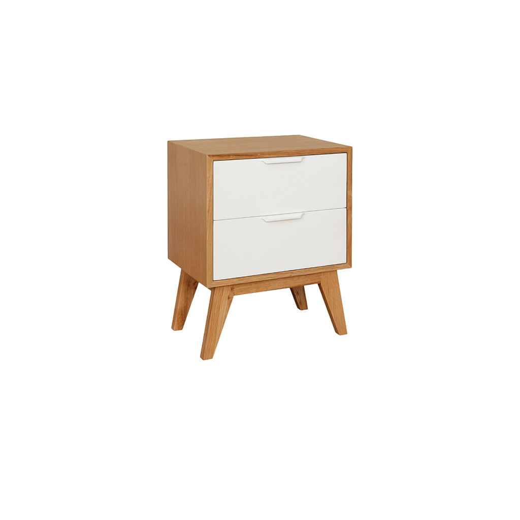 OSLO - Bedside table H55 - Natural oak and white lacquer