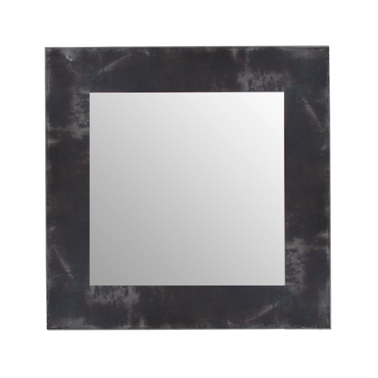 ADRIEN - Industrial vintage mirror on metal sheet 50 x 50 - Grinded metal
