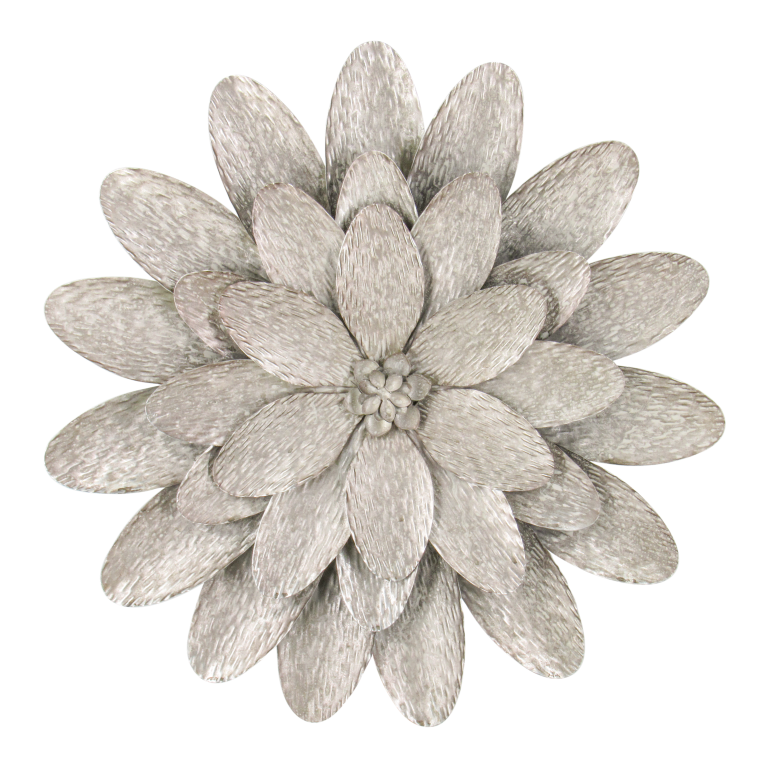 DAHLIA - Metal wall art flower DIAM.55 - Patina silver