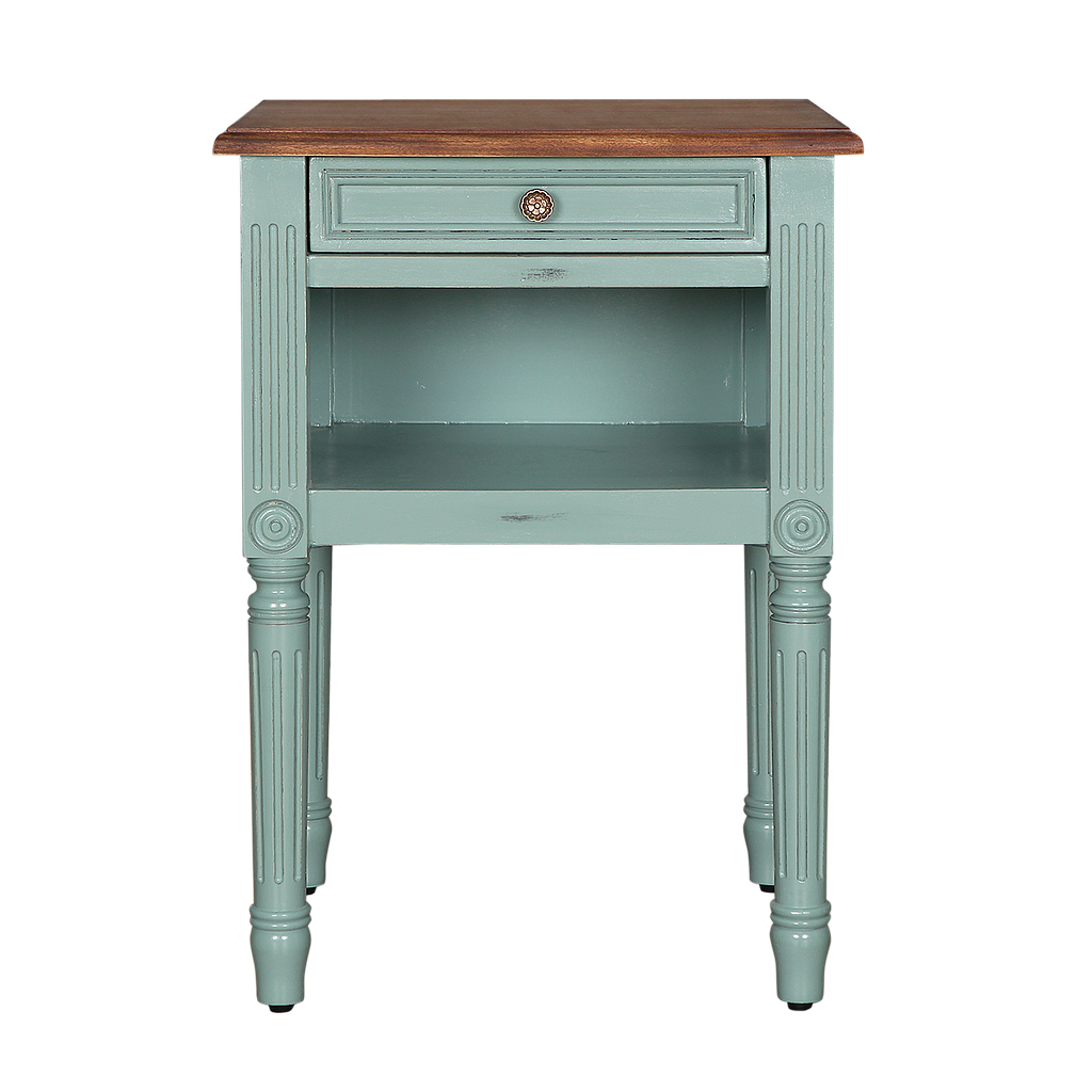 ORLEANS - Bedside table H70 - Patina mint and washed antic