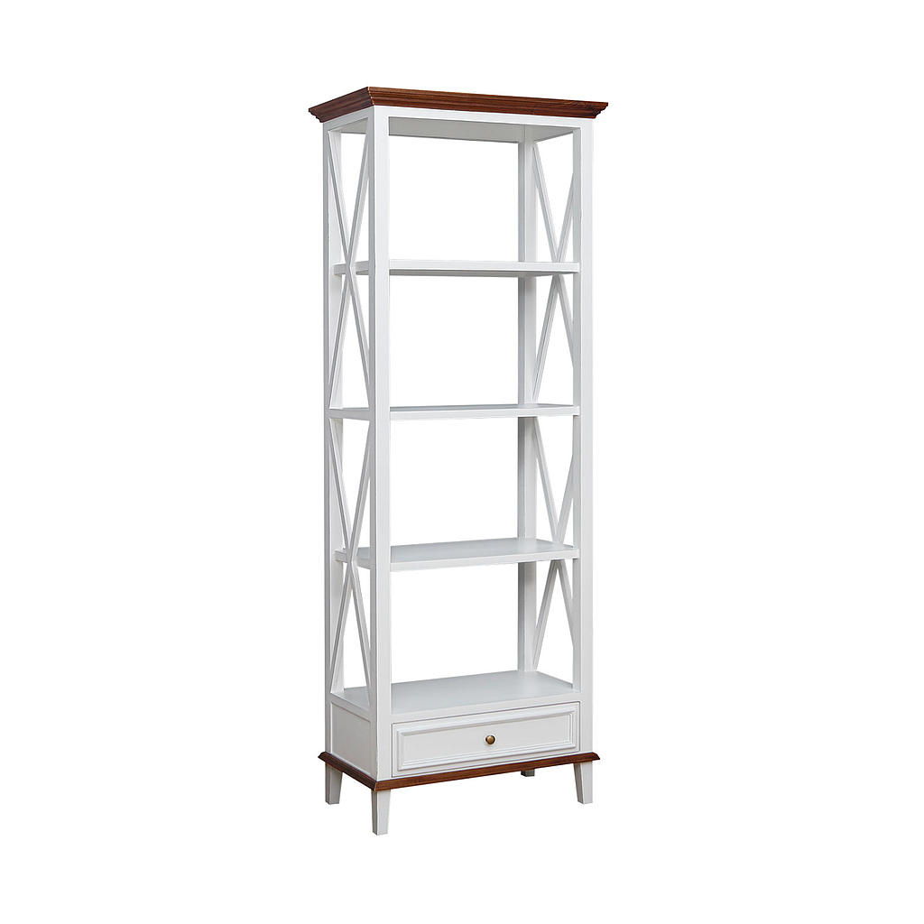 DAPHNEE - Bookcase/Shelf L70 x H190 - Brocante white and washed antic