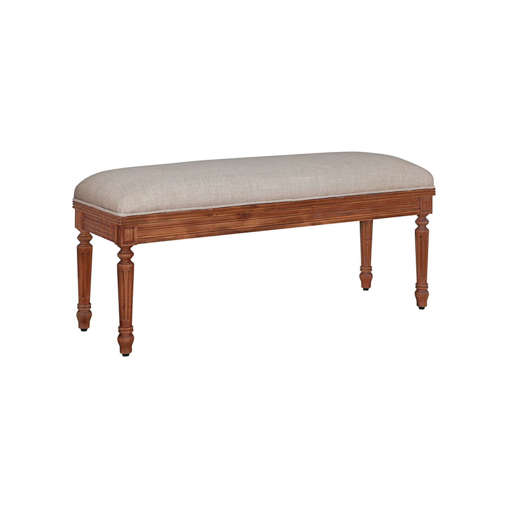 ORLEANS - Bench L110 - Washed antic and Beige fabric