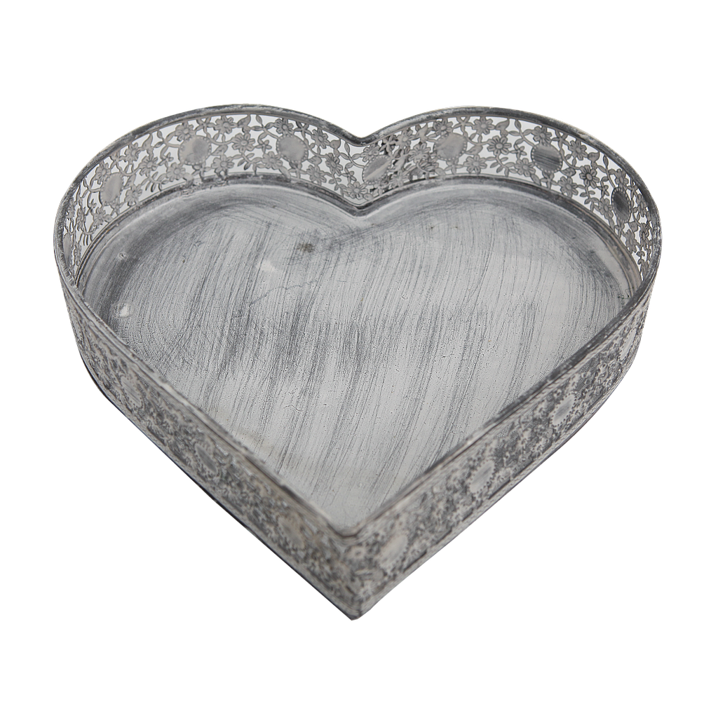 VENICE- Heart Tray 28 x 28 - Patina grey (large)
