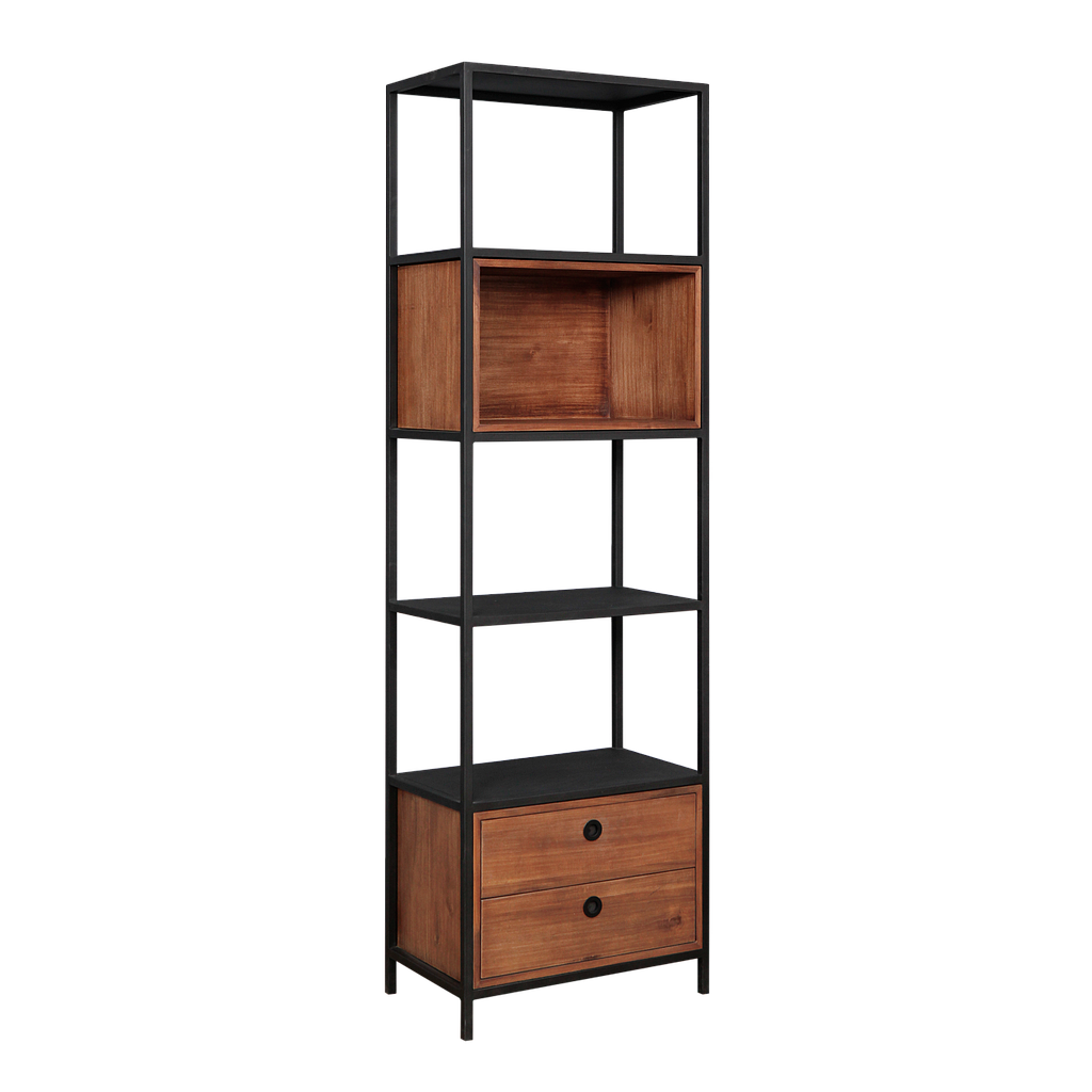 JOHNSON - Bookcase L60 x H200 - Matt black and Washed antic