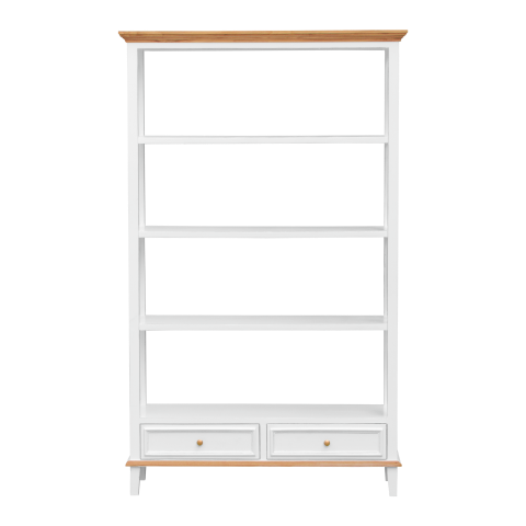 DAPHNEE - Bookcase L110 x H190 - Brushed white and Natural oak