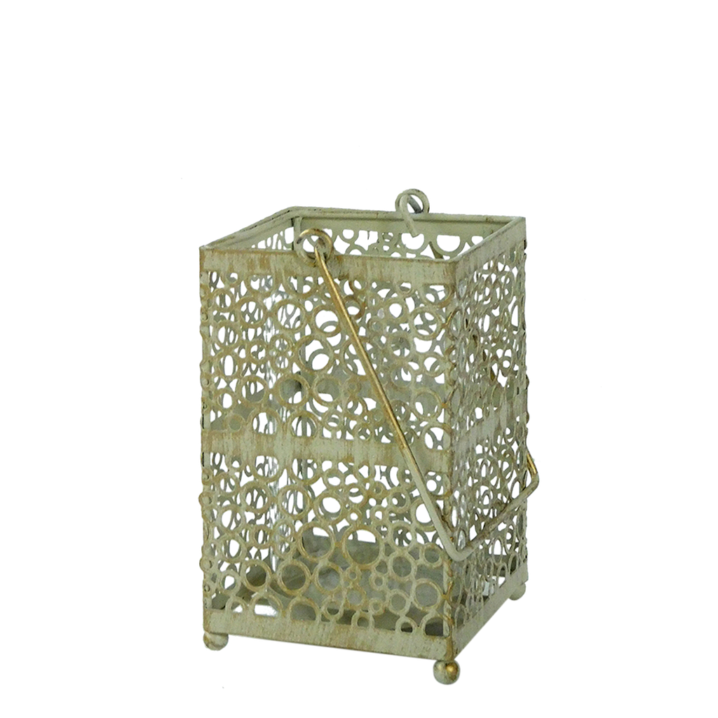 HORN - Bubbles square lantern H16 - White and gold