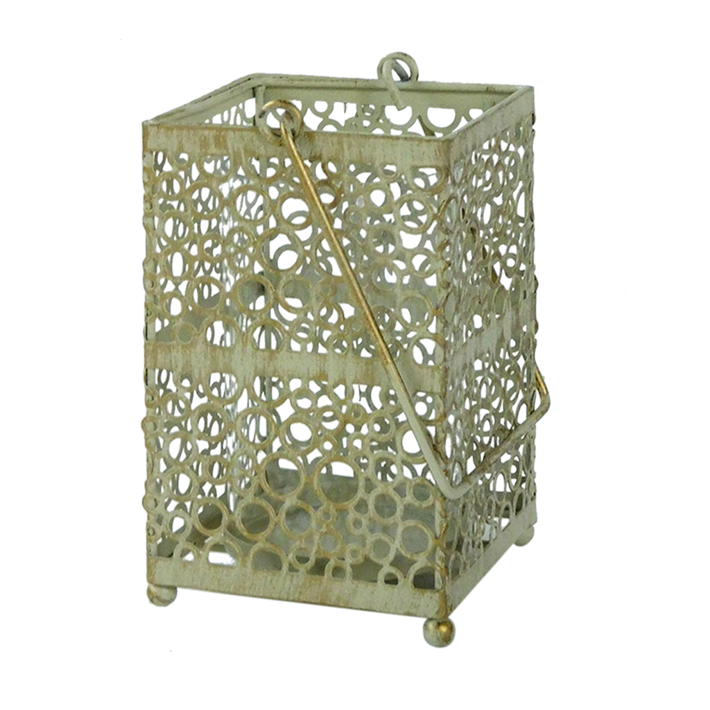 HORN - Bubbles square lantern H16 - White and gold