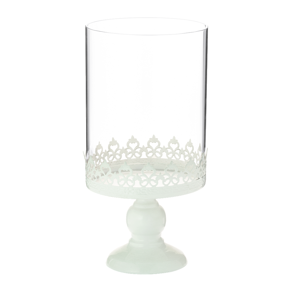 ORENBURG - Metal candle holder H28 - White