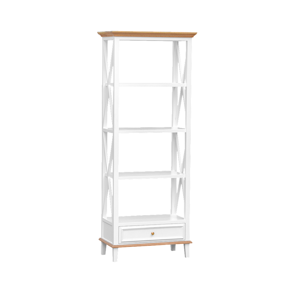 DAPHNEE - Bookcase L70 x H190 - Brushed white and Natural oak