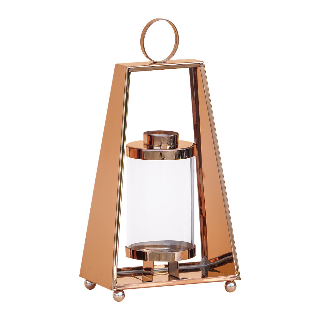 PRAGUE - Metal lantern H41 - Rose gold