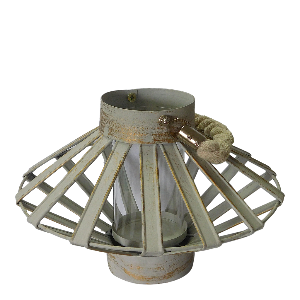 SAPPORO - Metal lantern with rope handle DIAM.24xH18 - Golden cloud grey