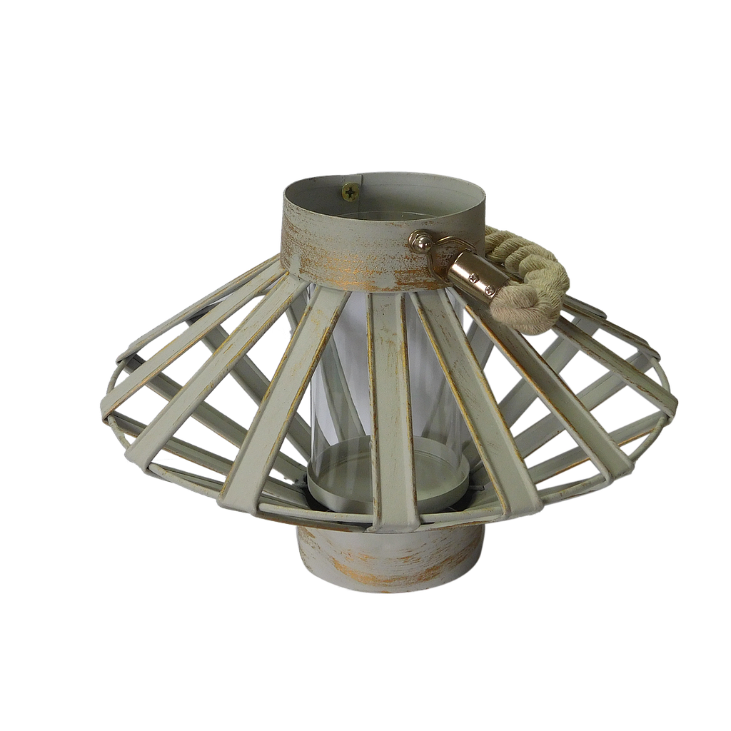 SAPPORO - Metal lantern with rope handle DIAM.24xH18 - Golden cloud grey