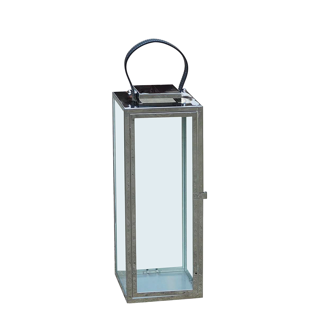 MILAN - Lantern with textile leather handle H49 - Silver