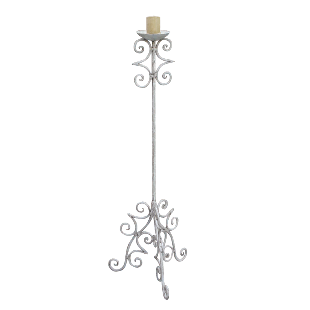 ASTER - Wrought iron candle holder H110 - Patina white
