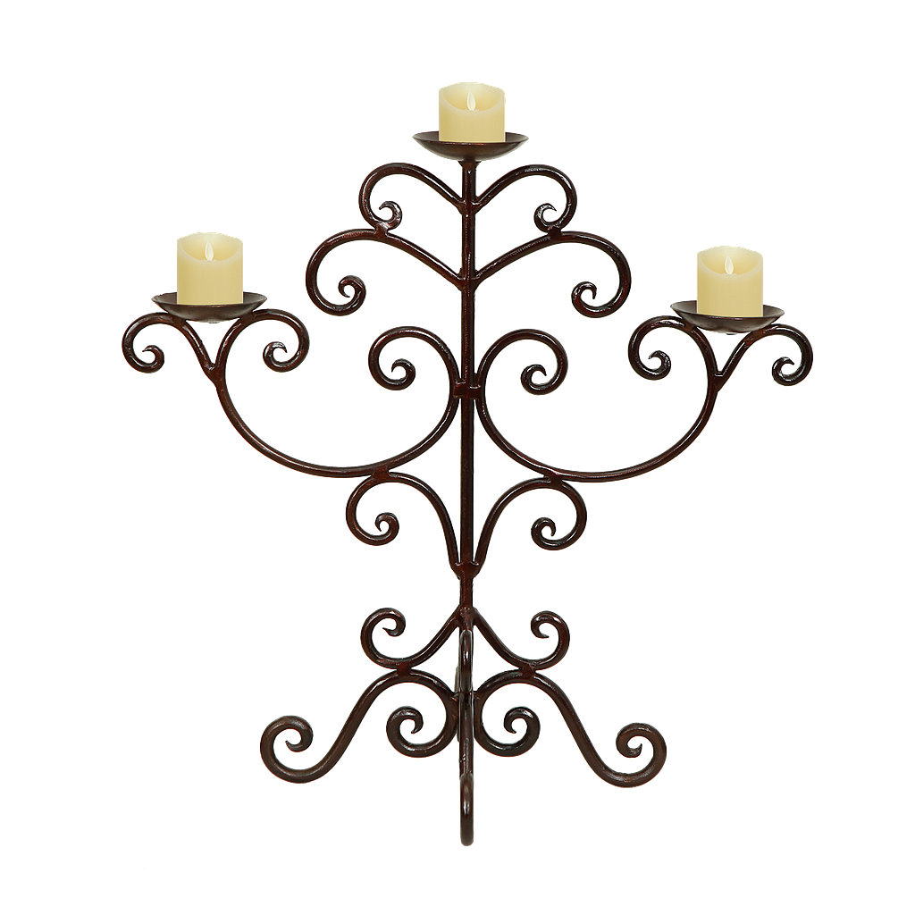 SALTILLO - Wrought iron candle holder H36 - Burnish