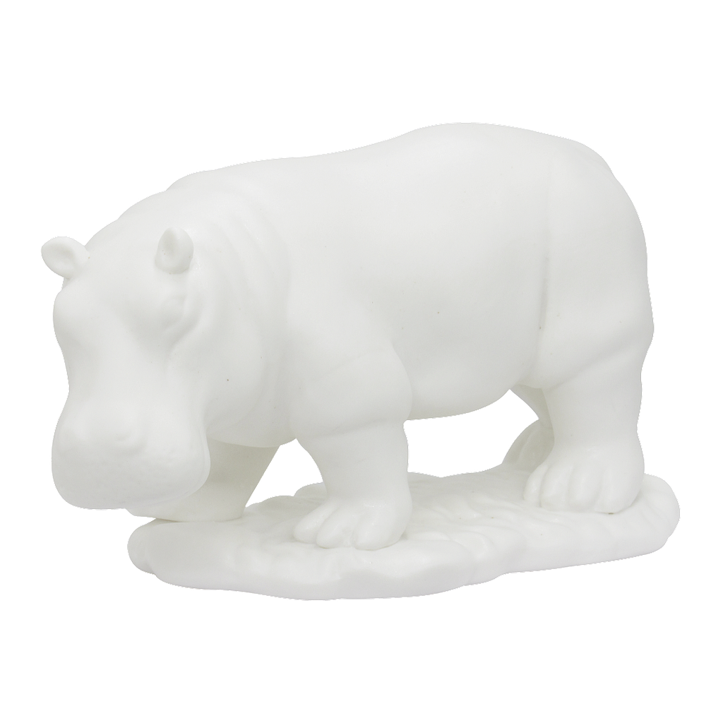 Hippopotamus statue in ceramic 18x9 - White