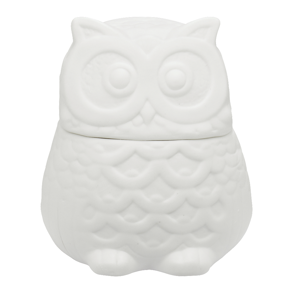 NIGHT - Owl box in ceramic 13x15 - White