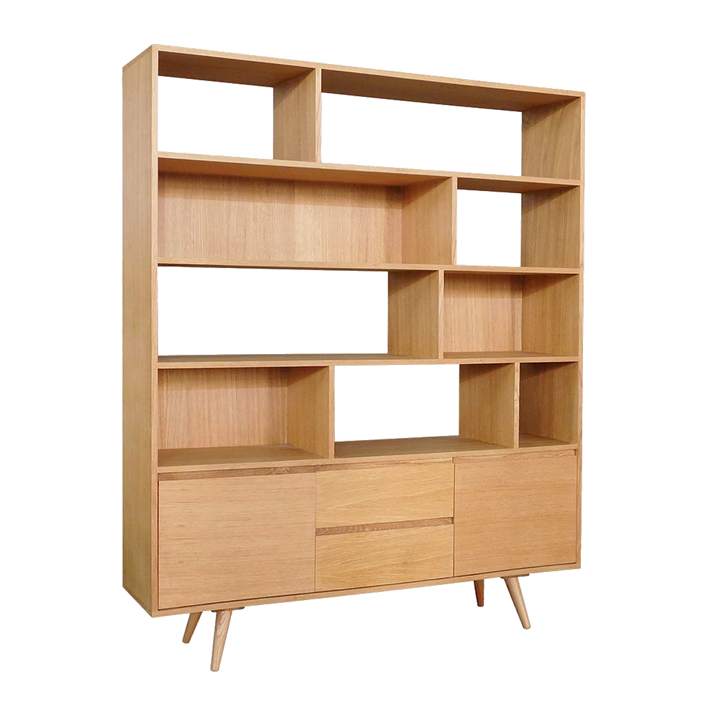 HELSINKI - Bookcase L155 x H190 - Natural oak