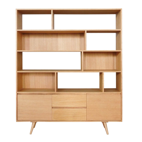 HELSINKI - Bookcase L155 x H190 - Natural oak