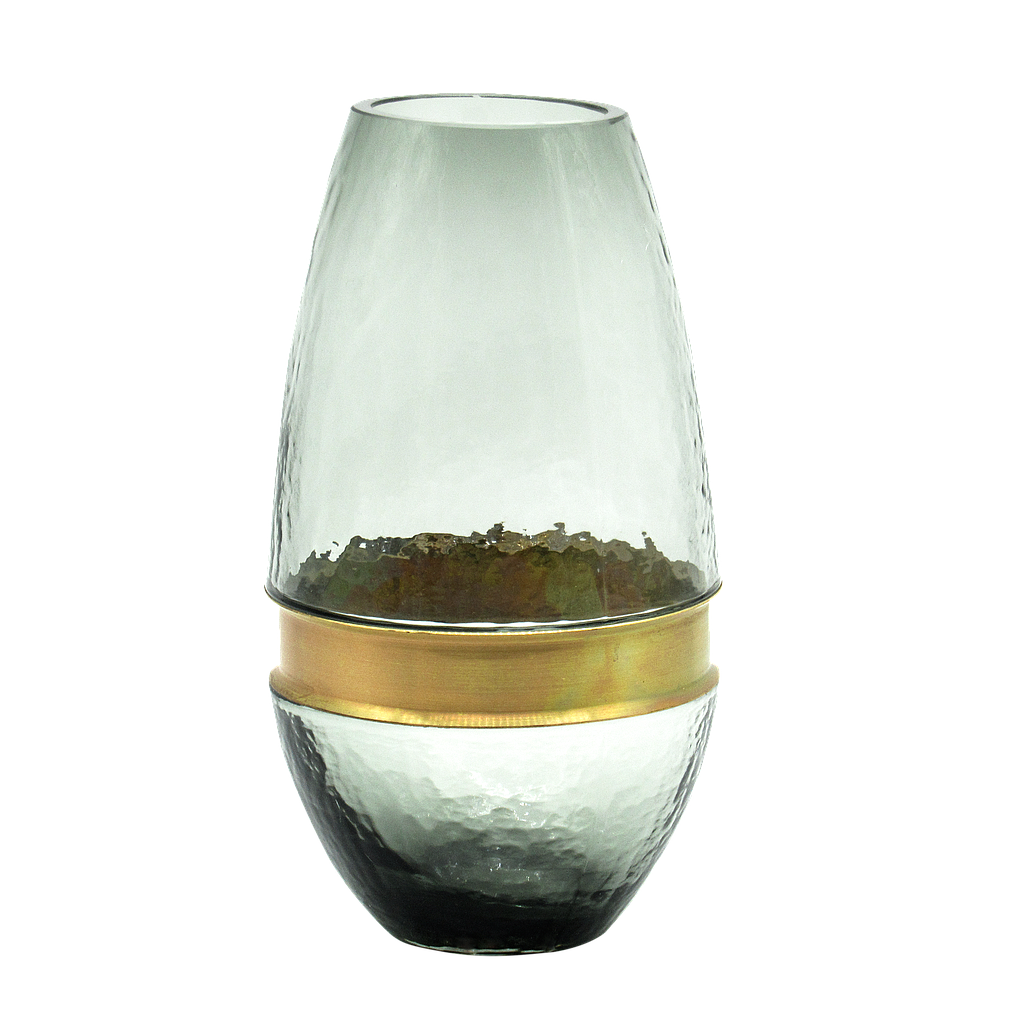 POINSETTIA - Egg glass vase H26 - Gold ring