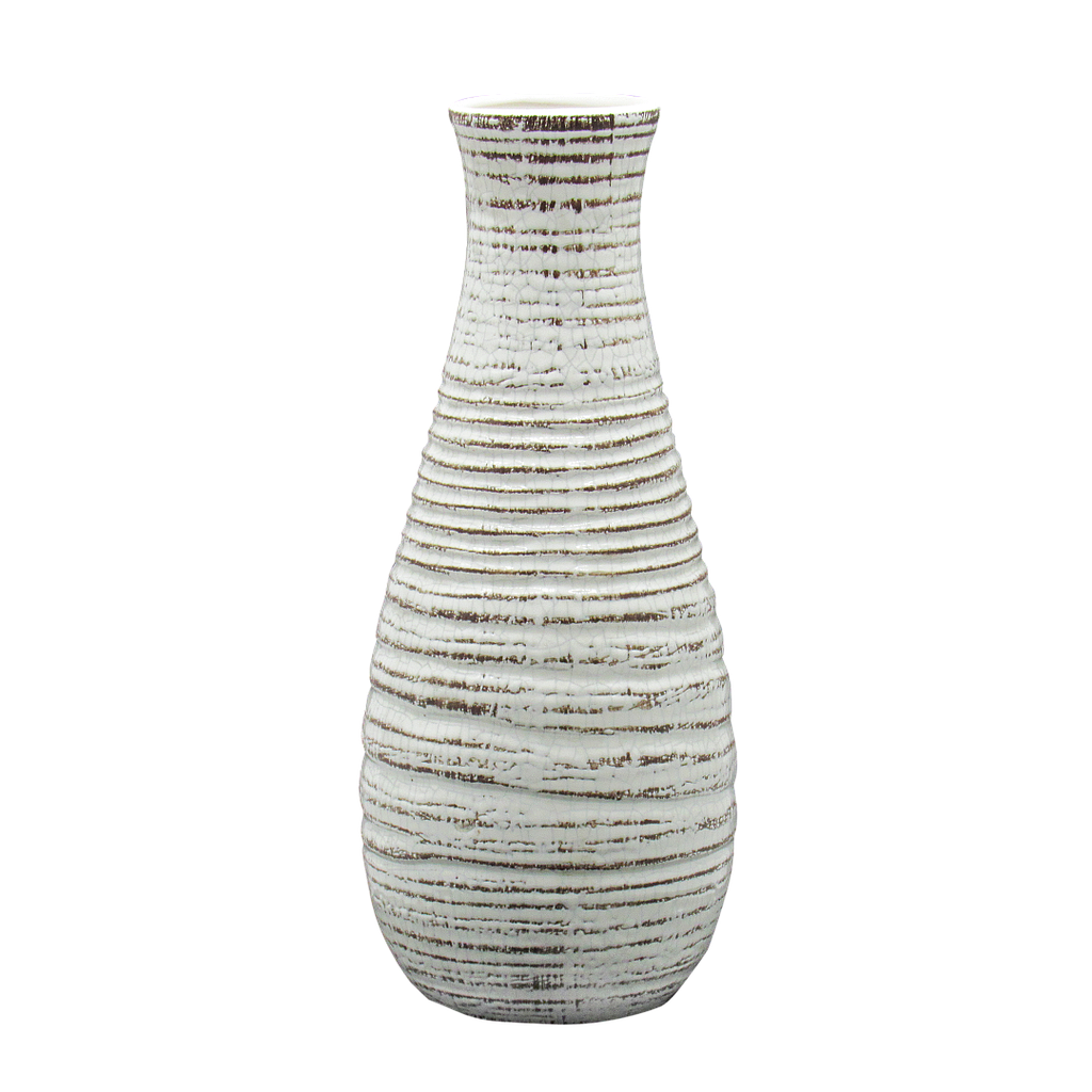 CROWN - Striped ceramic vase H38 - Multicolor