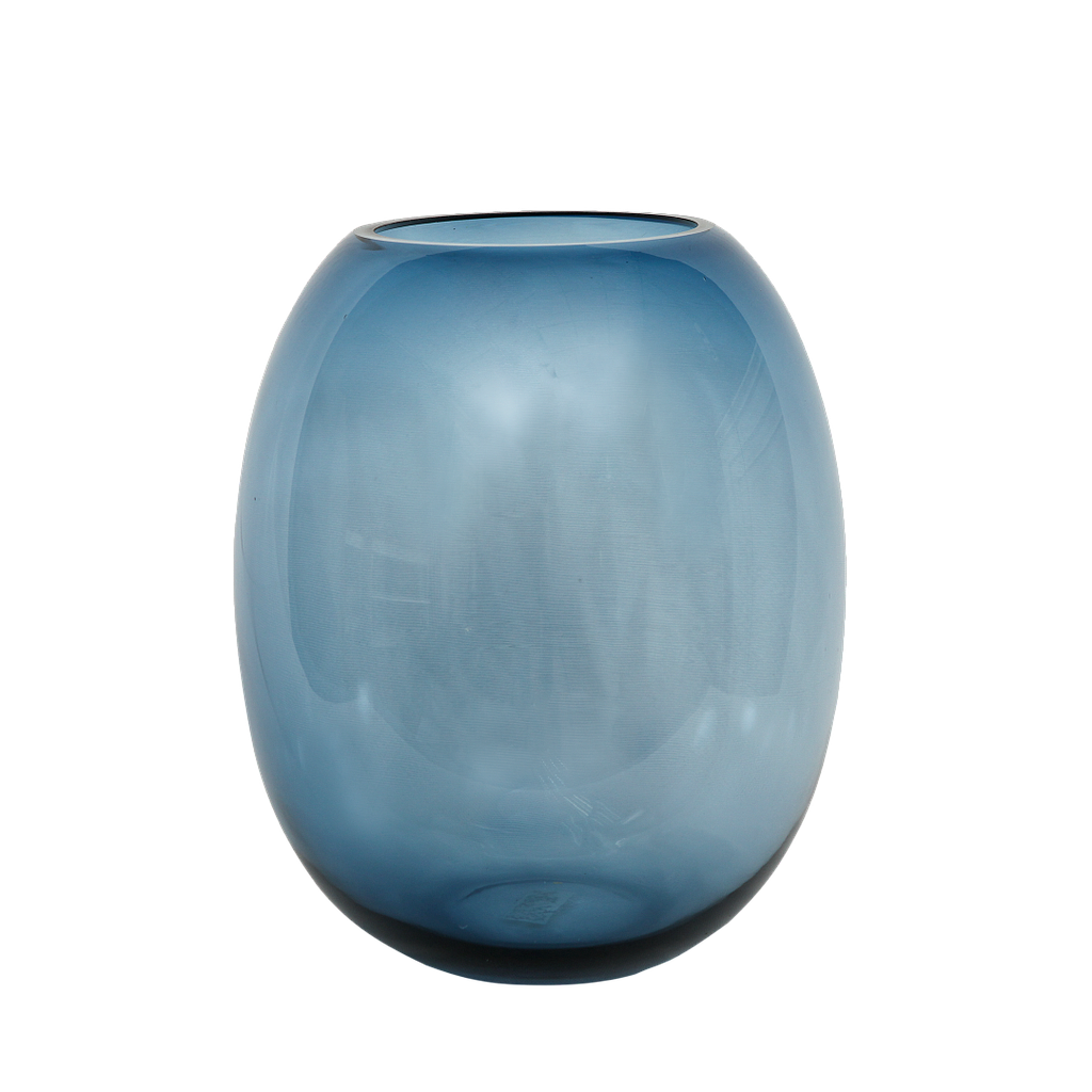 MEKARY - Bobble glass vase H29 - Blue teinted