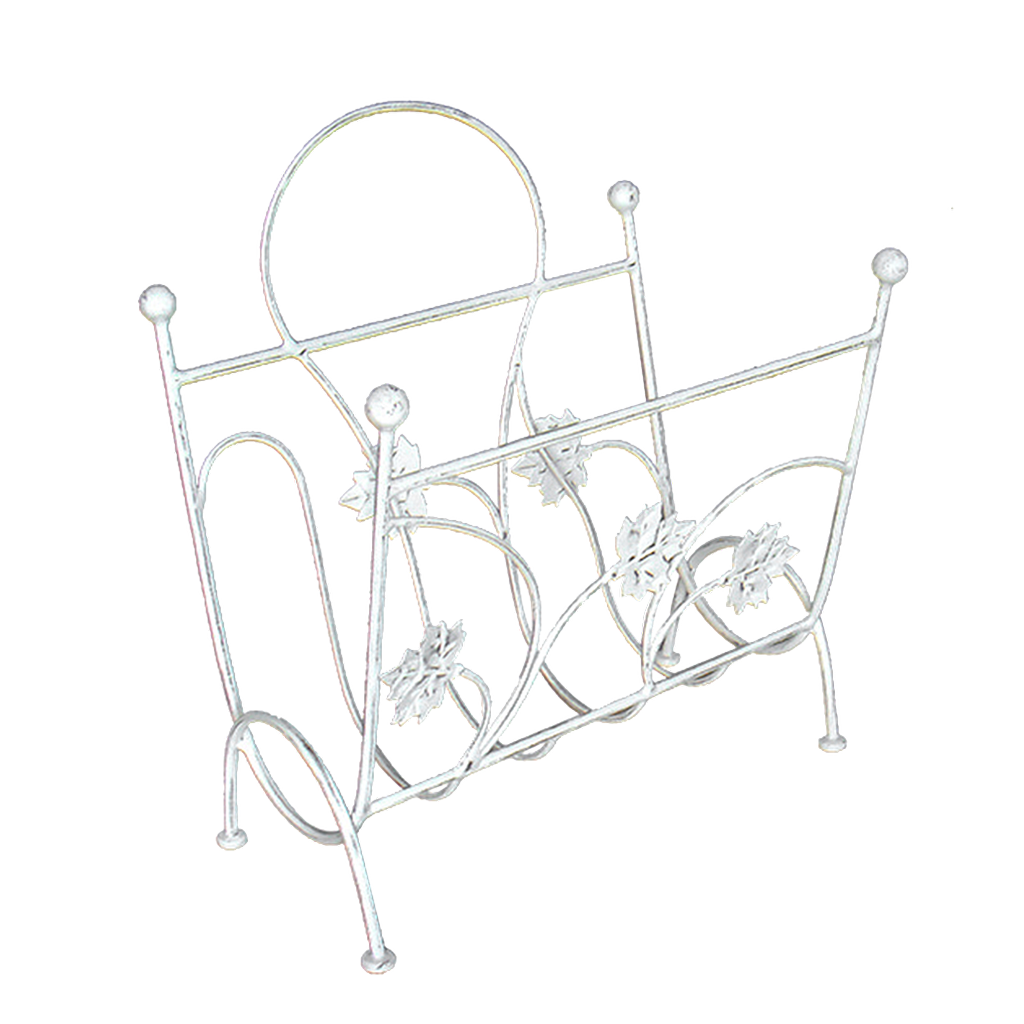 AUTUMN - Wrought iron magazine rack - Patina white