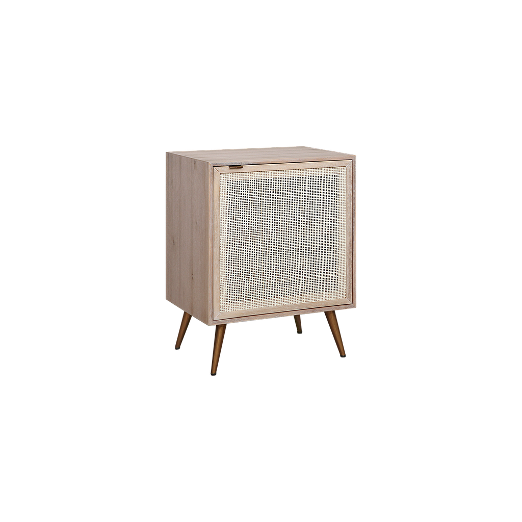 SPRING - Sideboard L60 - Whitened acacia, Natural cane and Vintage brass