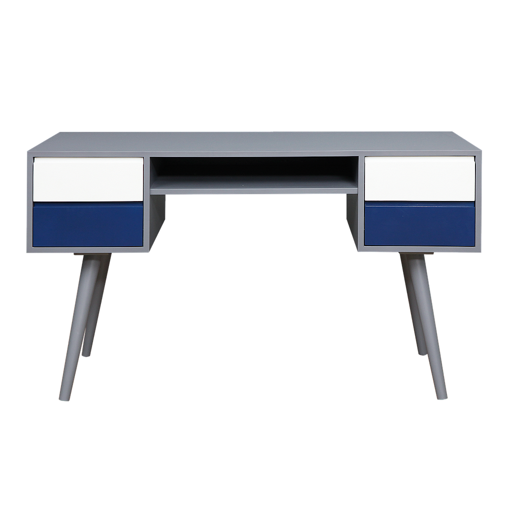 HELSINKI - Desk L130 x W55 - Pearl grey, White &amp; Navy blue