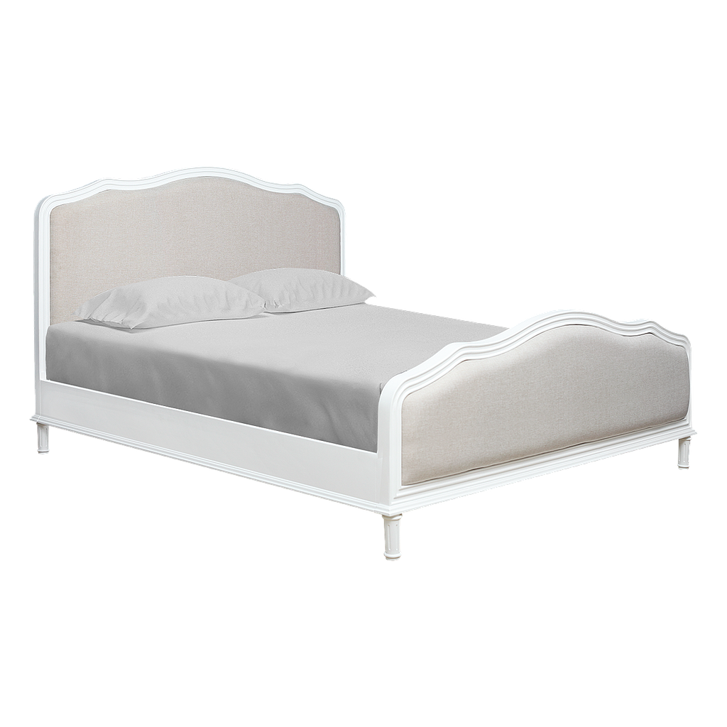 MAJYA - King size bed (Mattress 180x200) - Brushed white and Cream