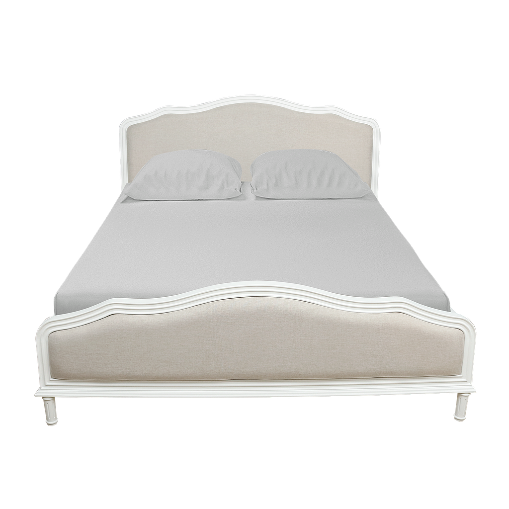 MAJYA - King size bed 180x200 - Brushed white and Cream
