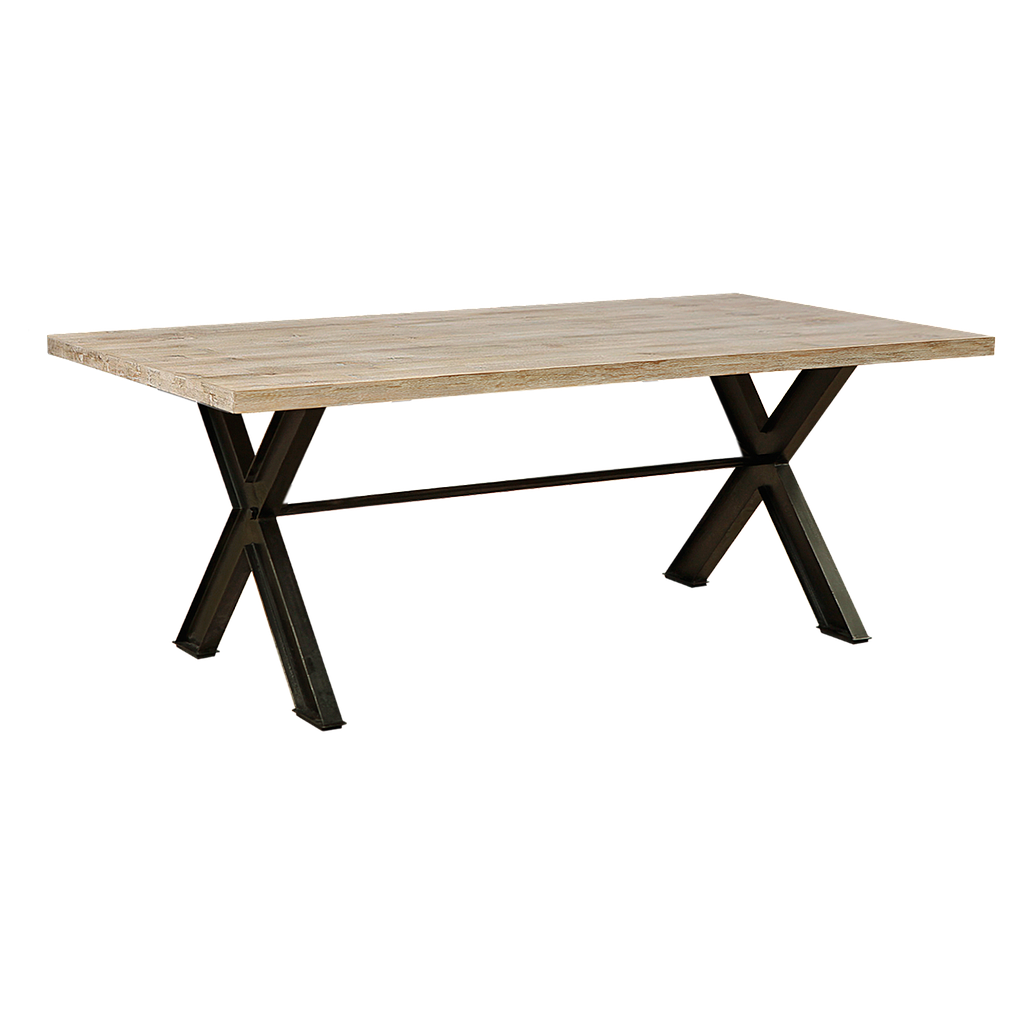 BALTIMORE - Dining table L200 x W100 - Patina black and Whitened acacia