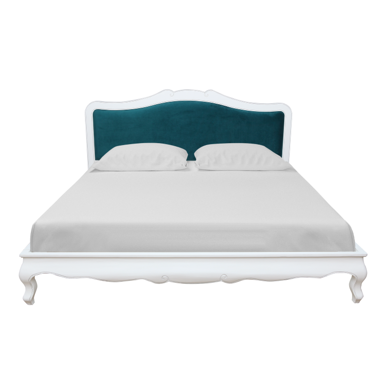 FLORIE - Queen size bed 160x200 - Brocante white and Dark blue