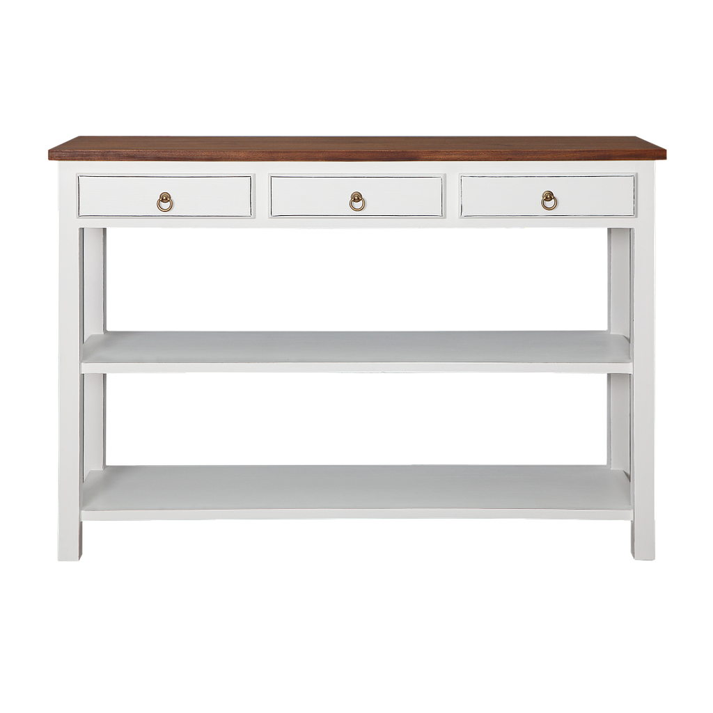 ALEX - Console table L132 - Brocante white and Washed antic